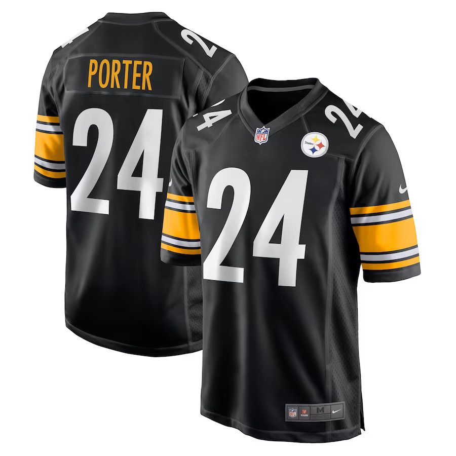 Men Pittsburgh Steelers 24 Joey Porter Jr. Nike Black 2023 NFL Draft Pick Game Jersey